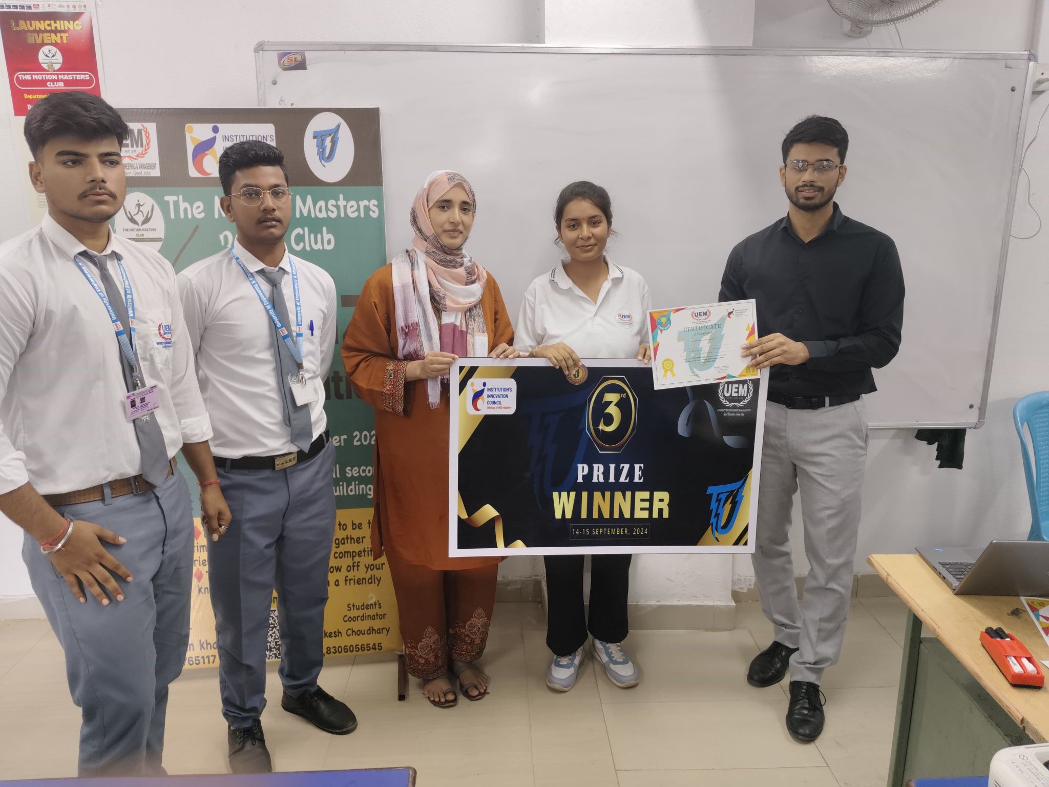 Quiz bees Organized by The motion masters club at University of Engineering & Management (UEM), Jaipur