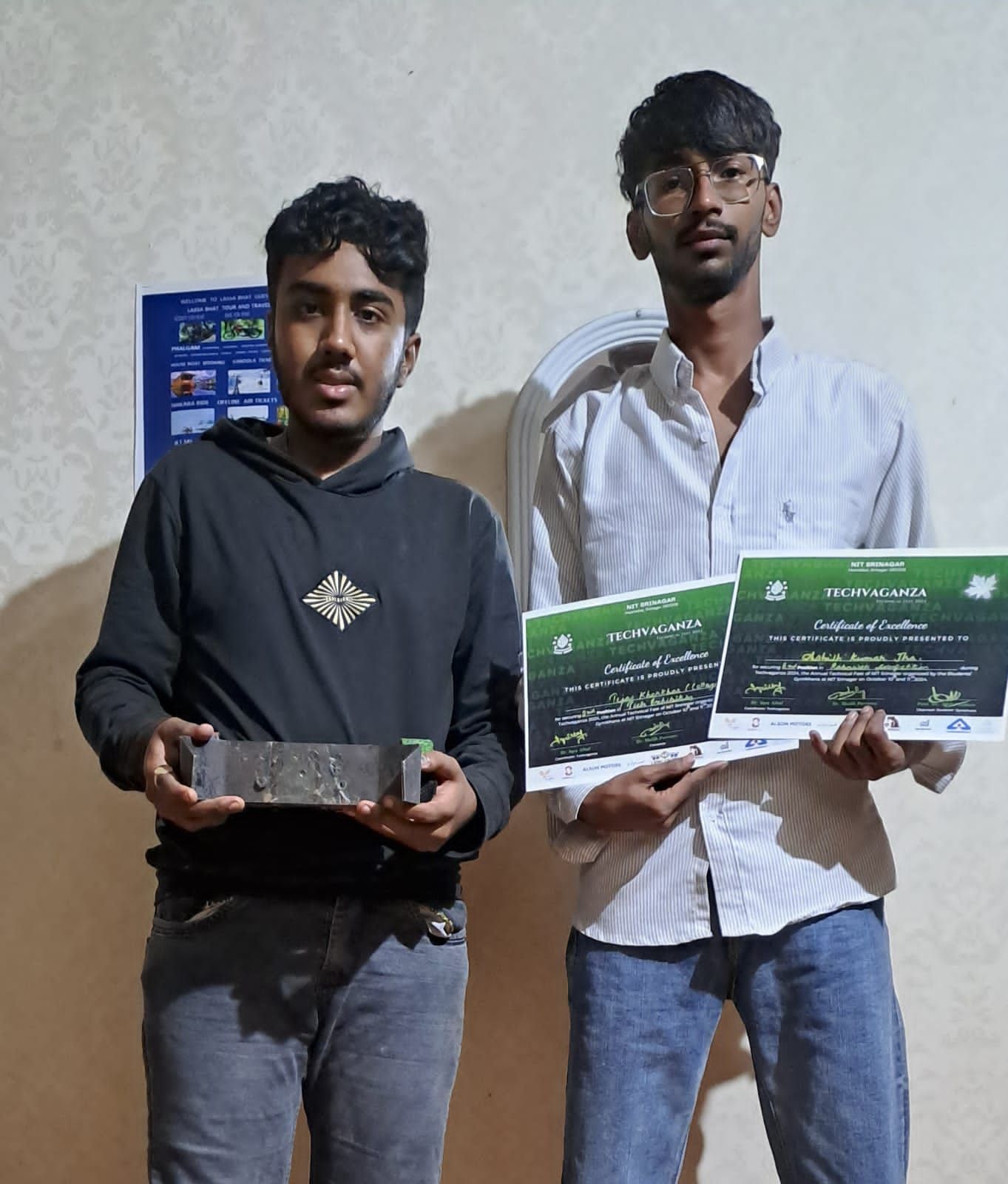 Student of Shunya Student Chapter of University of Engineering Management Jaipur, stood winner, 1st runner up and second runner up at robosoccer at Techvaganza