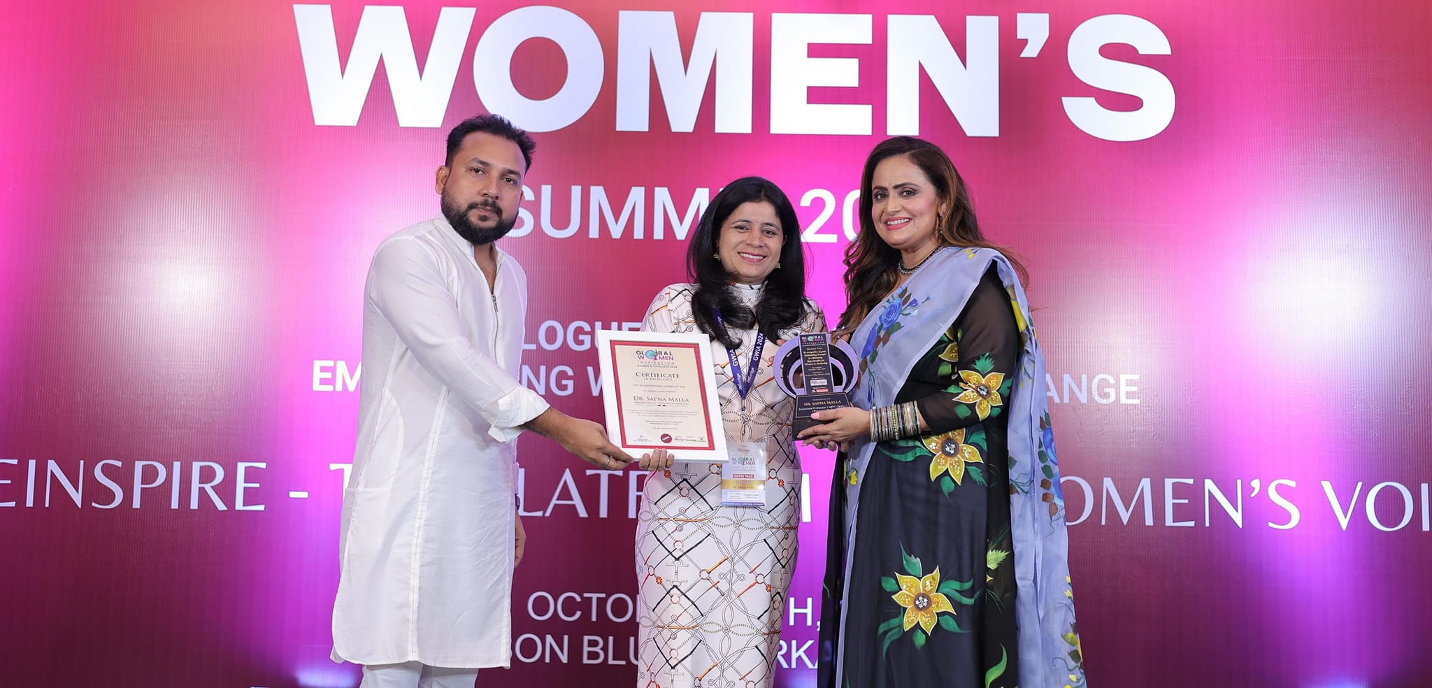 Dr. Sapna Malla, Associate Professor, Department of Physiotherapy at UEM University Jaipur, has been Honoured with an Global women inspirational Award.